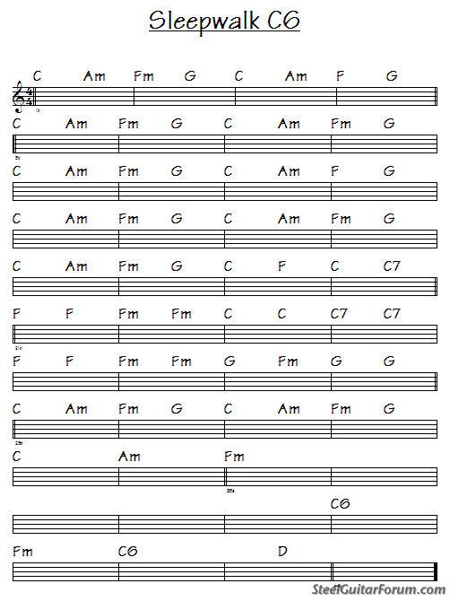 Sleepwalk Chord Chart