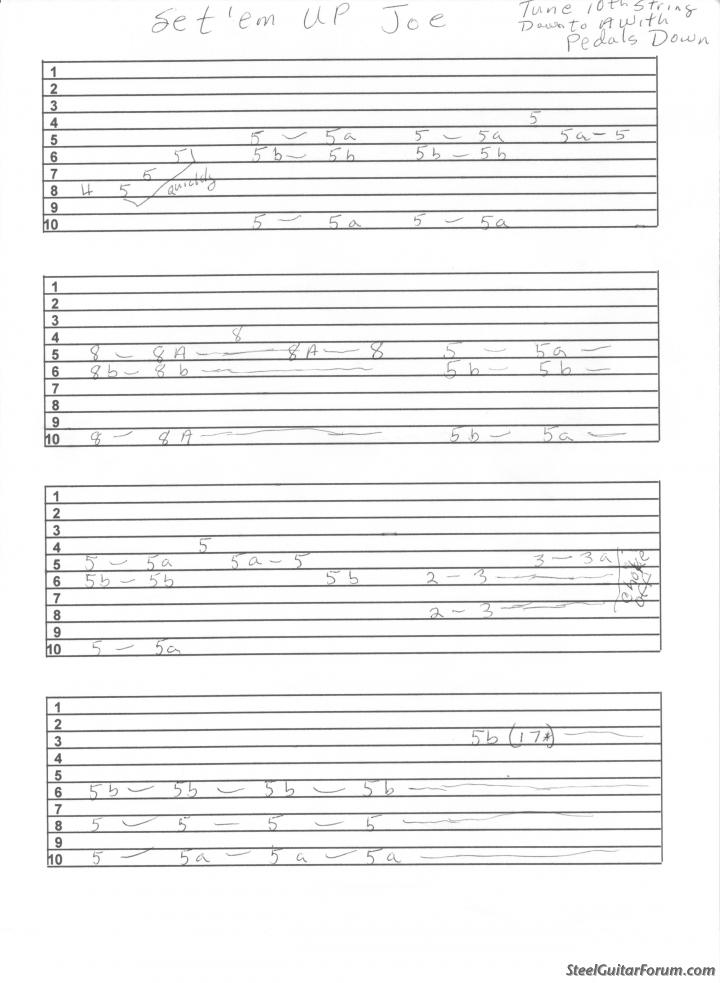 Need Tab for Intro "Set Em' Up Joe" The Steel Guitar Forum