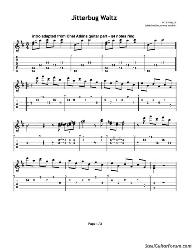 the steel guitar forum view topic jitterbug waltz j byrd jitterbug waltz sheet music