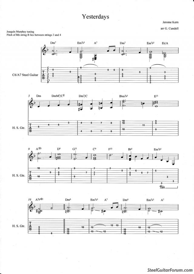 All Music Chords gnossienne no 1 sheet music : The Steel Guitar Forum :: View topic - Non-Pedal Tablature **Post ...