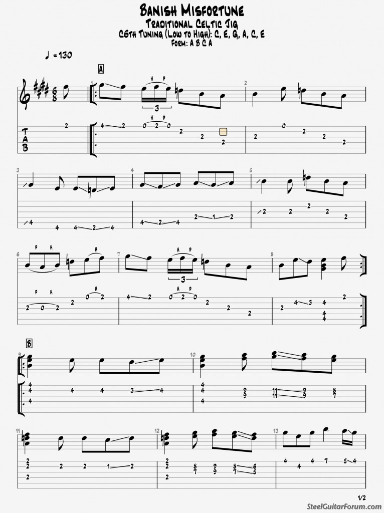 Banish Misfortune Open D Weissenborn + C6th Lap Steel Tab The Steel